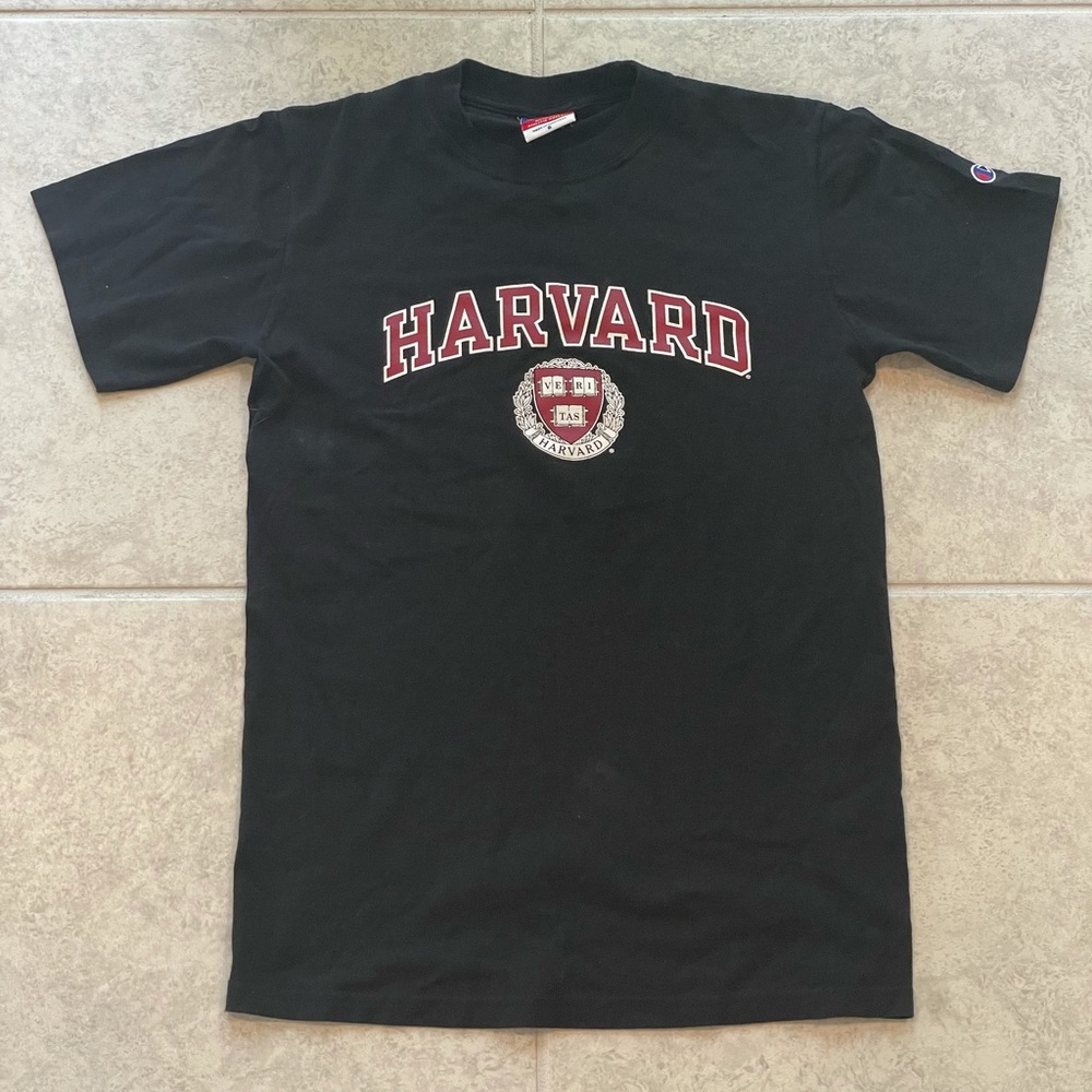 Small Harvard + Champion men’s black tee shirt